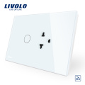 Livolo US / AU Standard-Touch-Schaltersockel mit weißer Kristallglasscheibe VL-C9C1EAR-11